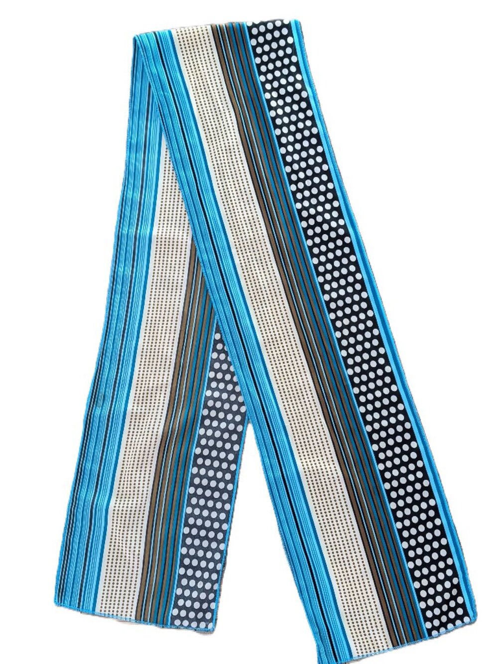 VTG Express Y2K Polka Dot Striped Scarf Turquoise Retro Boho Head Wrap Mod 60X8
